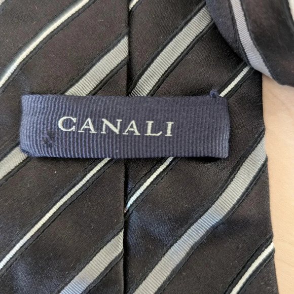 🇮🇹CANALI black striped tie - Picture 6 of 10